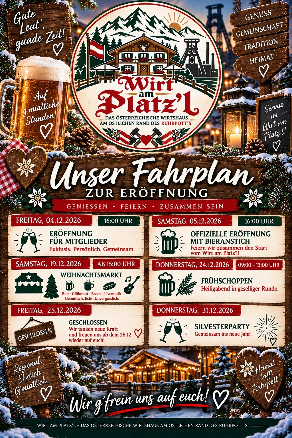 Unser Fahrplan zur Eröffnung – Wirt am Platzl